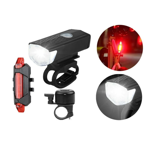 Juego de lámparas para bicicleta Cola Faro de bicicleta y luz trasera súper brillante