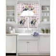 thumbnail image 3 of Spring Pig Swag Curtains for Living Room/Bedroom Windows, Butterfly Botanical Floral Pink Plaid Kitchen Curtains and Valances Set 36 Inch Length, Light Filtering Swags Valance Curtain Panels, 3 of 5