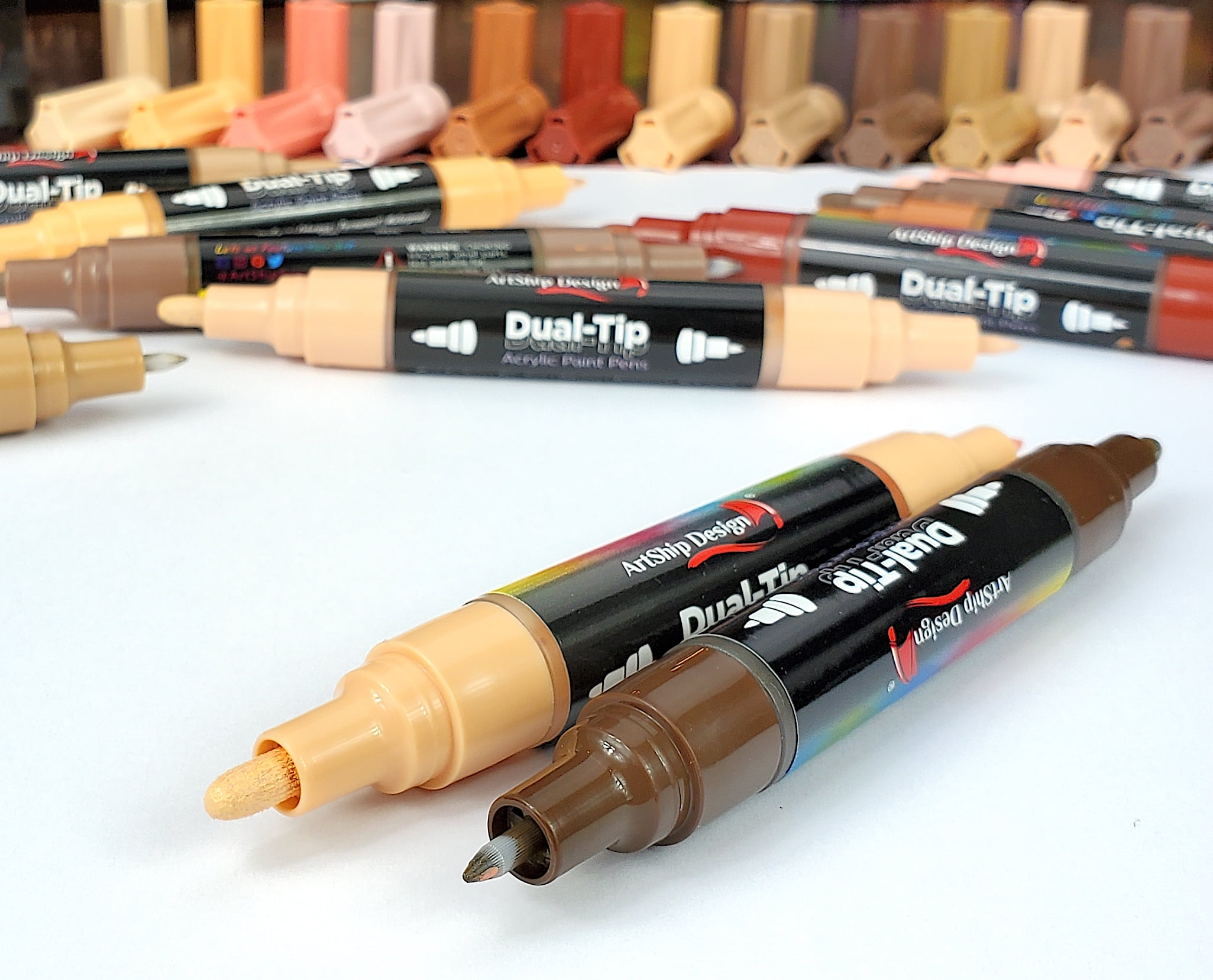 16 Dual-Tip Acrylic Paint Pens, Both Extra Fine and Medium Tip
