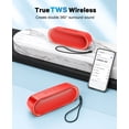 thumbnail image 4 of Altavoces Bluetooth LENRUE Impermeables Portátiles TWS 24h Rojo, 4 of 6