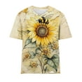 thumbnail image 4 of Staron Hauts d'Été pour Femmes en Liquidation Imprimé Floral Coupe Ample Blouses Habillées Manches Courtes T-Shirts Basiques Tunique d'Été Col Rond Chemises Décontractées Tendance, 4 of 4