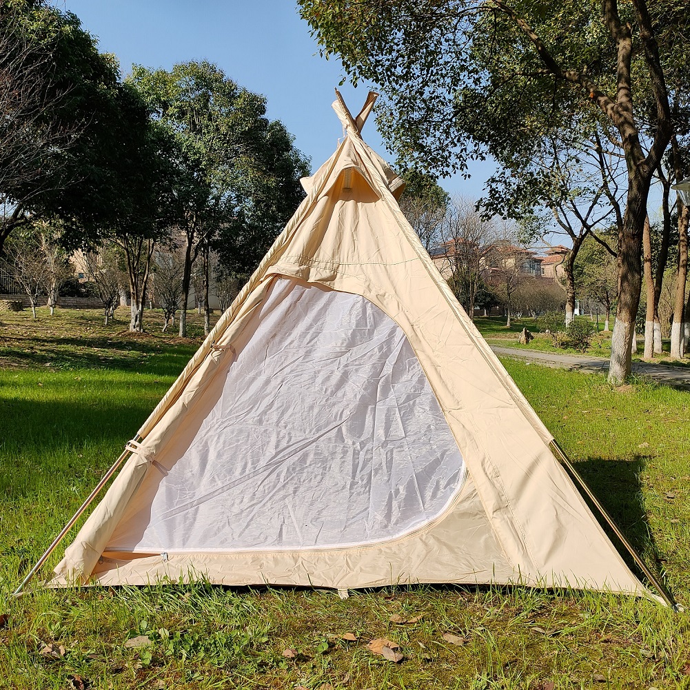 Outdoor Cotton Canvas Adult Camping Indian Teepee Pyramid Tent for 2 Person