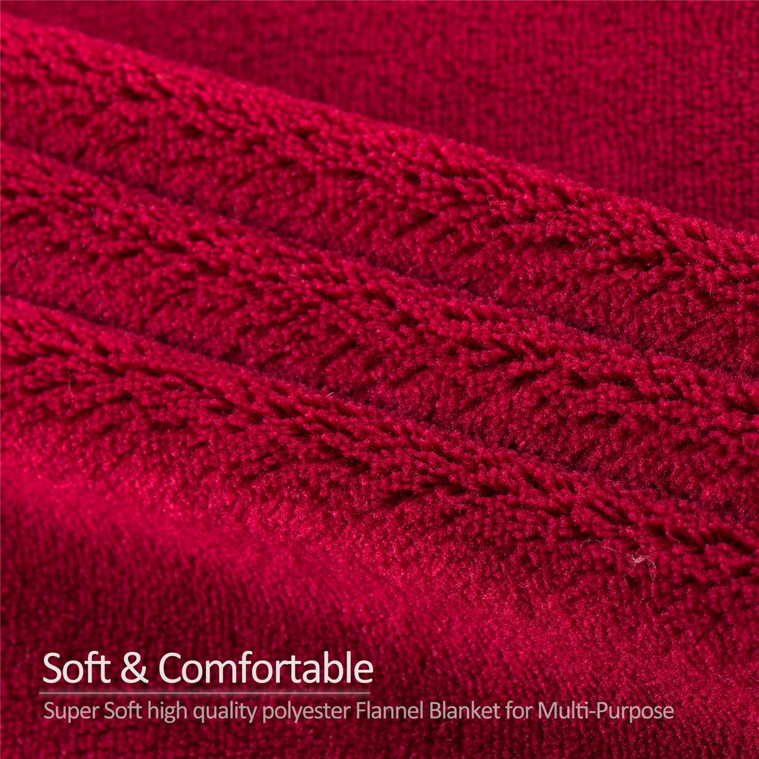 Throw Blanket 50"x60" Soft Flannel Fleece Lap Throw Blanket for Sofa Couch Travel (2 Pack)