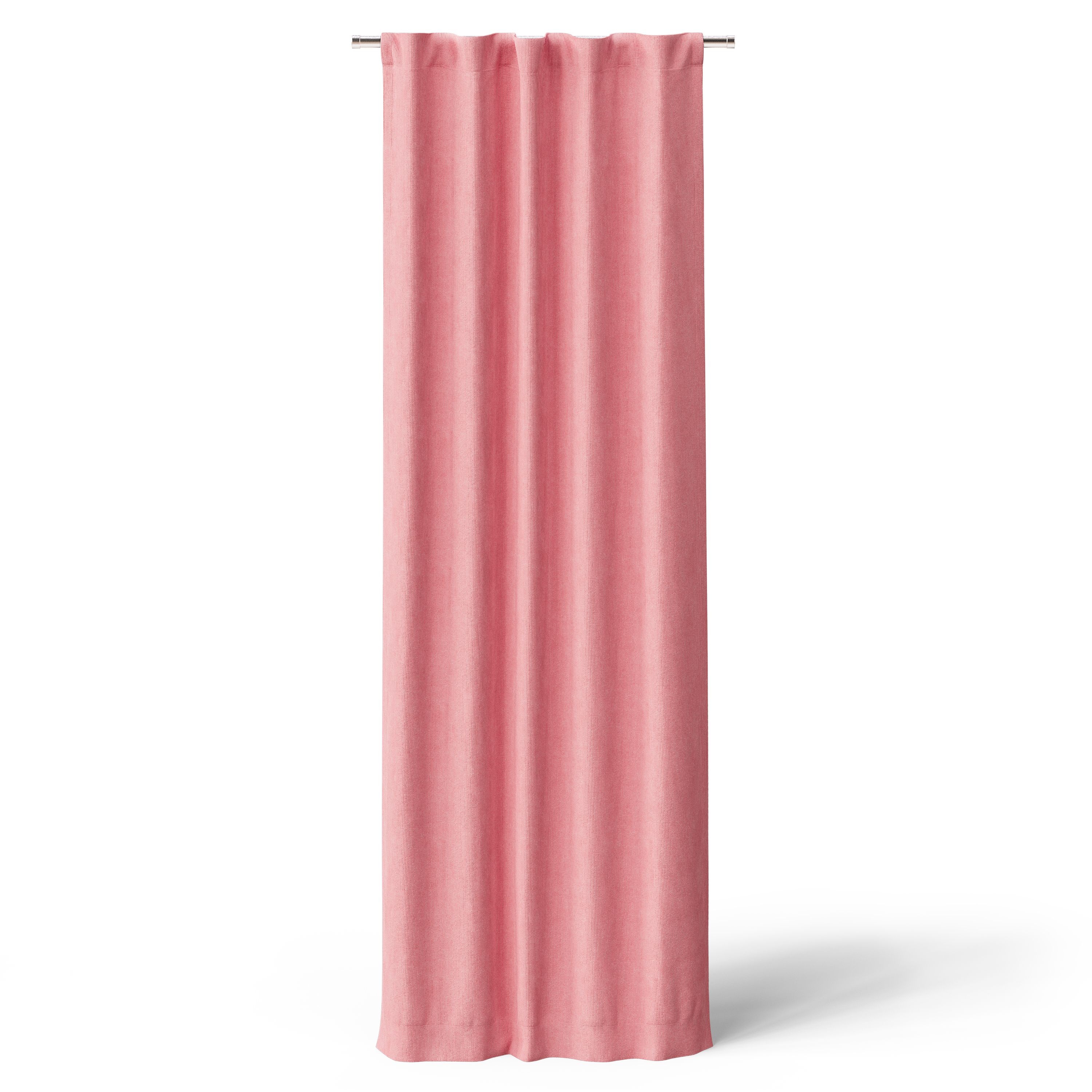 Mainstays Kids Pink Solid Ribbed Corduroy Blackout Rod Pocket with Back Tabs Single Curtain Panel, Set of 1, 38" W x 84" L