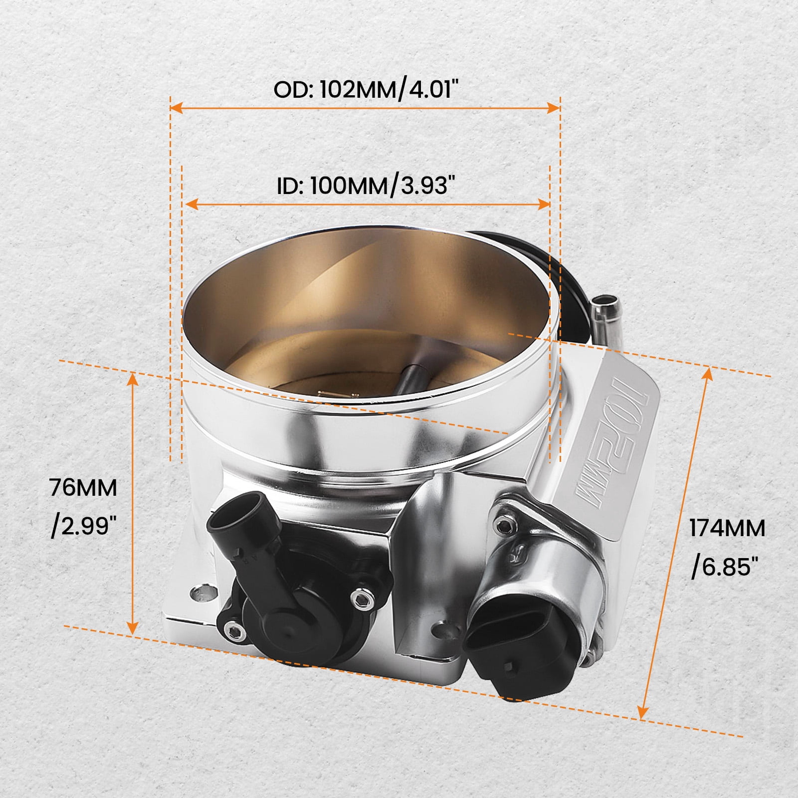 maXpeedingrods 102mm Throttle Body Assembly with TPS IAC Throttle Position Sensor for Chevy LSX LS LS1 LS2 LS7 Silver