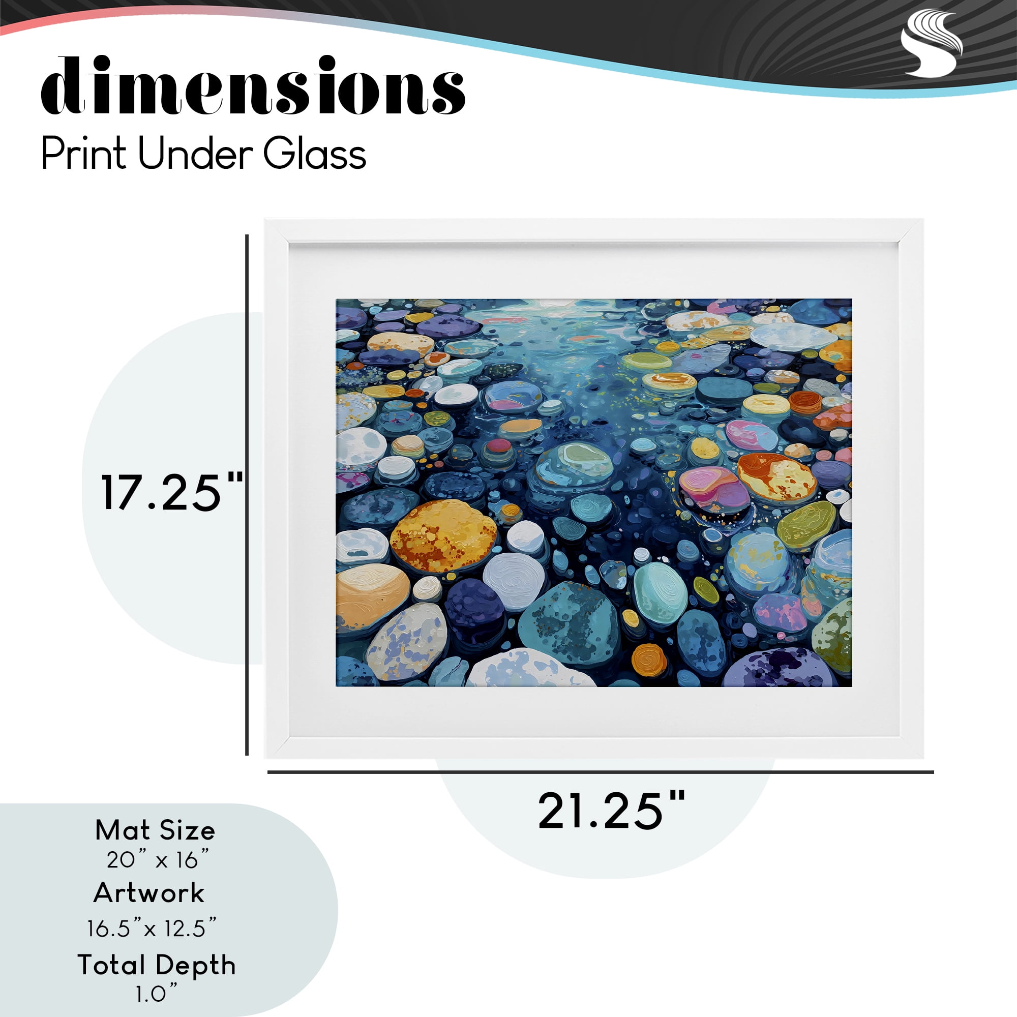 Stupell Industries Rainbow Rocks in River White Framed Print Under Glass, design by Franklyn Gregory