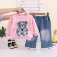 thumbnail image 2 of Toddler Baby Girl Fall Clothes 9 12 Months 2T 3T 4T 5T Shirt Long Sleeve Crewneck Sweatshirt Pants Winter Fashion Outfit 6-12 Months Pink Size 3-4 Years, 2 of 5