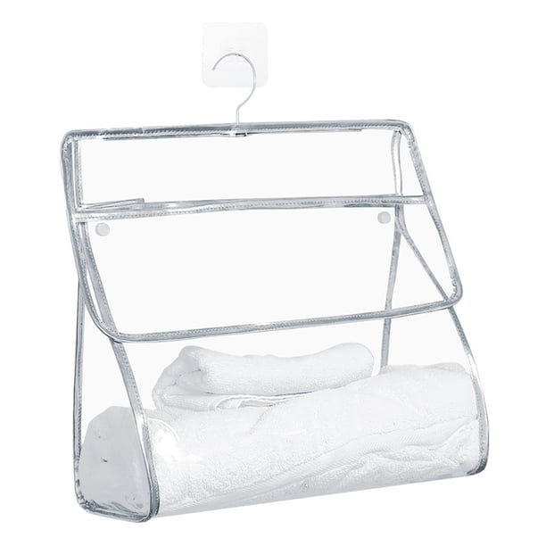 Bolsa de almacenamiento de ropa, impermeable, transparente, organizador de ropa interior, bolsa colgante TUP para dormitorio de baño, borde gris Methold HA004902-03