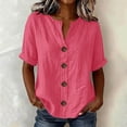 thumbnail image 3 of Uootdi Tops for Women Short Sleeve Scoop Neck Tops Daily Errands Style Wrinkle Resistant Comfortable Silhouette Blouses Gift, 3 of 8