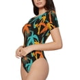 thumbnail image 2 of Gaeub Palm Trees Women'S Short Sleeve One Piece Swimsuit Sexy High-Waisted Bodysuit For Swimming, Beach, Sports - Large, 2 of 9