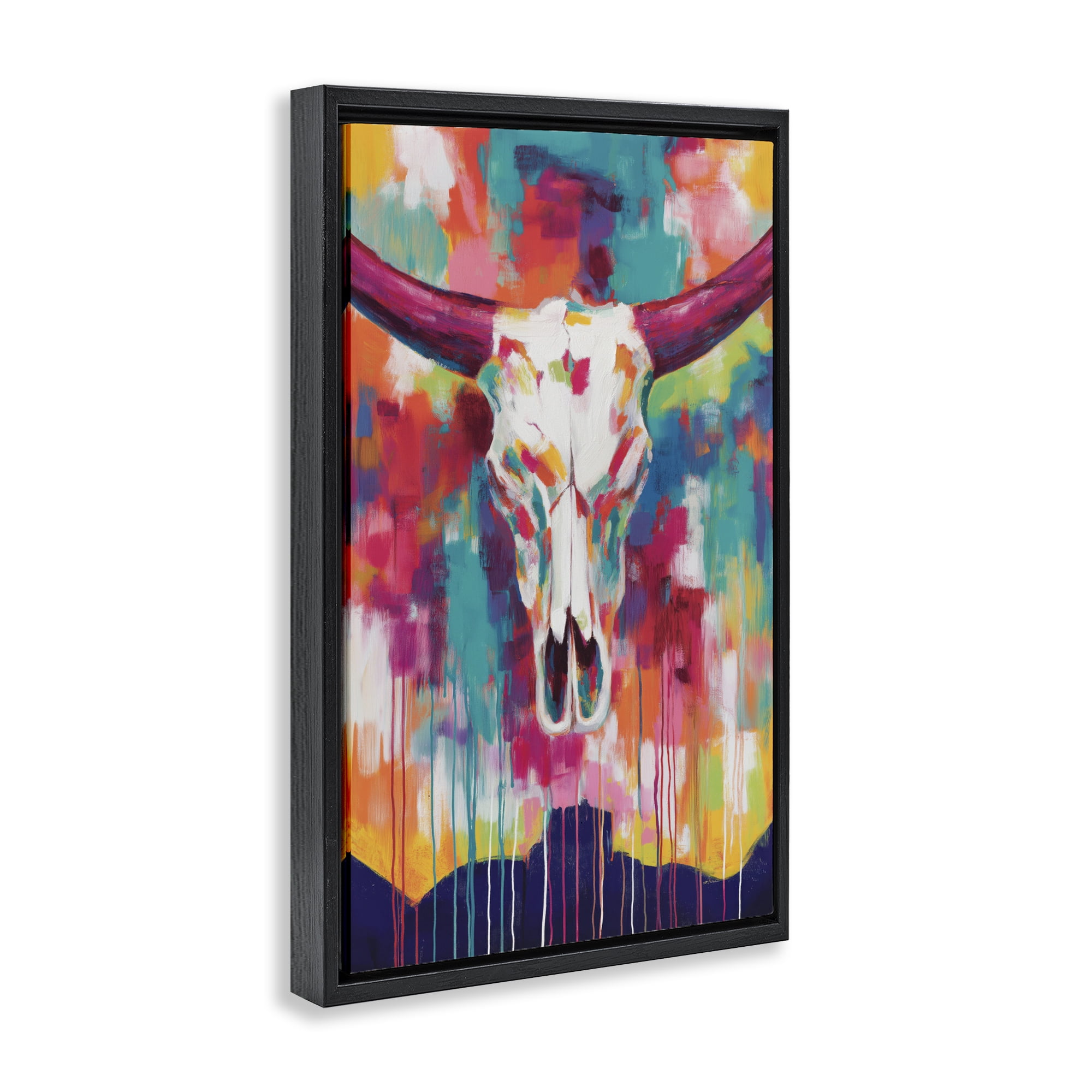 Stupell Industries Spirit Of The West Skull Black Framed Floater Canvas Wall Art, design by Chromatic Storm Studio