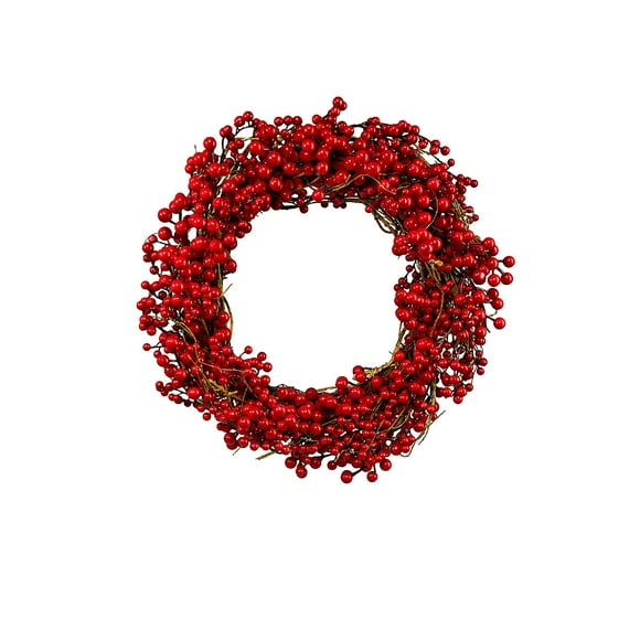 Serene Spaces Living Red Berry Wreath, Decorative Wreath use as Red Christmas Wreath, Valentines Day Door Hanger, Door Wreaths for All Seasons Outdoor, Farmhouse Front Door, Measures 20" Diameter