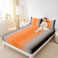 thumbnail image 4 of Homewish Orange Black Gray Twin Sheet Sets,Stripes Print Twin Fitted Sheet,Abstract Geometric Aesthetic Flat Sheet For Kids,Microfiber Bedroom Decor,3-Piece, 4 of 7
