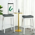 thumbnail image 4 of Gymax Set of 2 Nailhead Saddle Bar Stools 29'' Pub Chairs with Rubber Wood Legs White, 4 of 9
