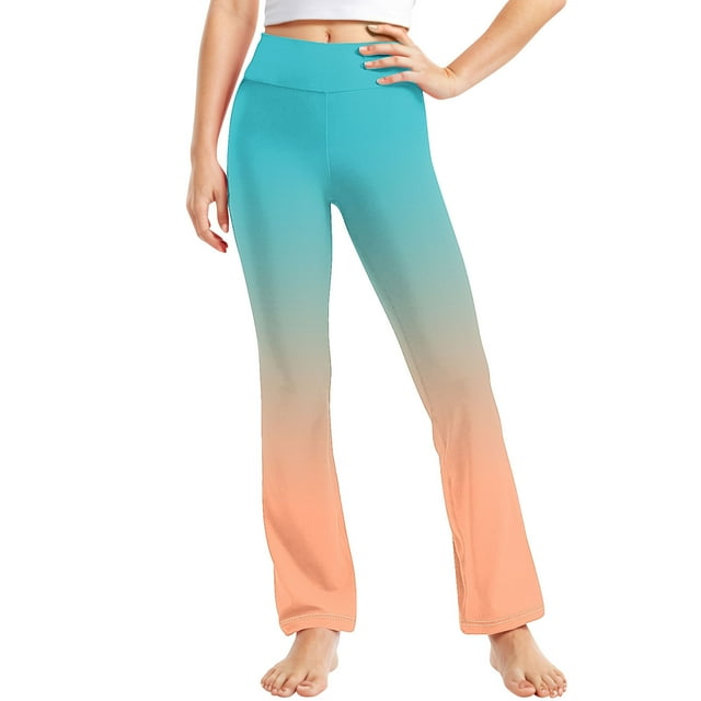 Odeerbi 2-13 Años Niñas Pierna Ancha Pantalones Yoga Gradiente Workout Danza Deportes Atlético Pantalones Elasticidad Lindo Alta Cintura Pantalones Pierna Recta