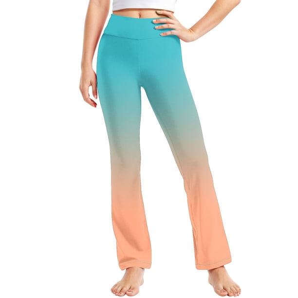 Odeerbi 2-13 Años Niñas Pierna Ancha Pantalones Yoga Gradiente Workout Danza Deportes Atlético Pantalones Elasticidad Lindo Alta Cintura Pantalones Pierna Recta