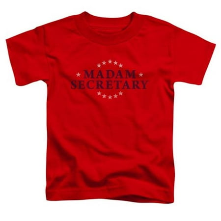 

Trevco Madam Secretary-Distress Logo - Short Sleeve Toddler Tee - Red- Medium 3T