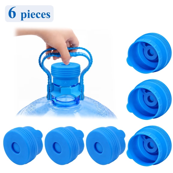 Agesis 3 & 5 Gallon Water Jug Caps, 6 Pack Reusable Silicone Replacement Caps for 55mm Bottles, Leak Proof No Spill Water Dispenser Covers