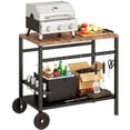 thumbnail image 1 of Outsunny Outdoor Grill Cart, 2-Tier Pizza Oven Stand with Beverage Holder, 1 of 10