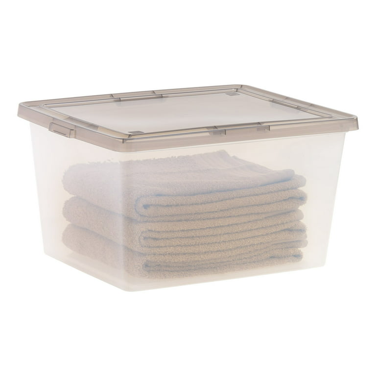 IRIS USA 4 Pack 24.5qt Plastic Storage Bin Tote Organizing Container with  Latching Lid,Clear