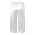 thumbnail image 5 of felwors Women's Satin Capri Pants High Rise Cropped Lounge Trousers with Pockets Sheen（White， XL）, 5 of 5