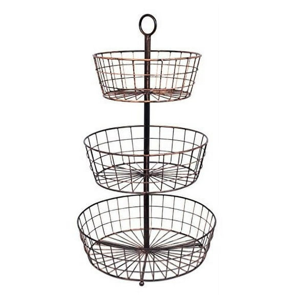 BirdRock Home Metal 3-Tier Wire Fruit Basket - Oil Rubbed Bronze