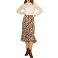thumbnail image 2 of INSPIRE CHIC Women's Floral Fall Elastic Waist Ruffle High Low Hem Skirt, 2 of 7