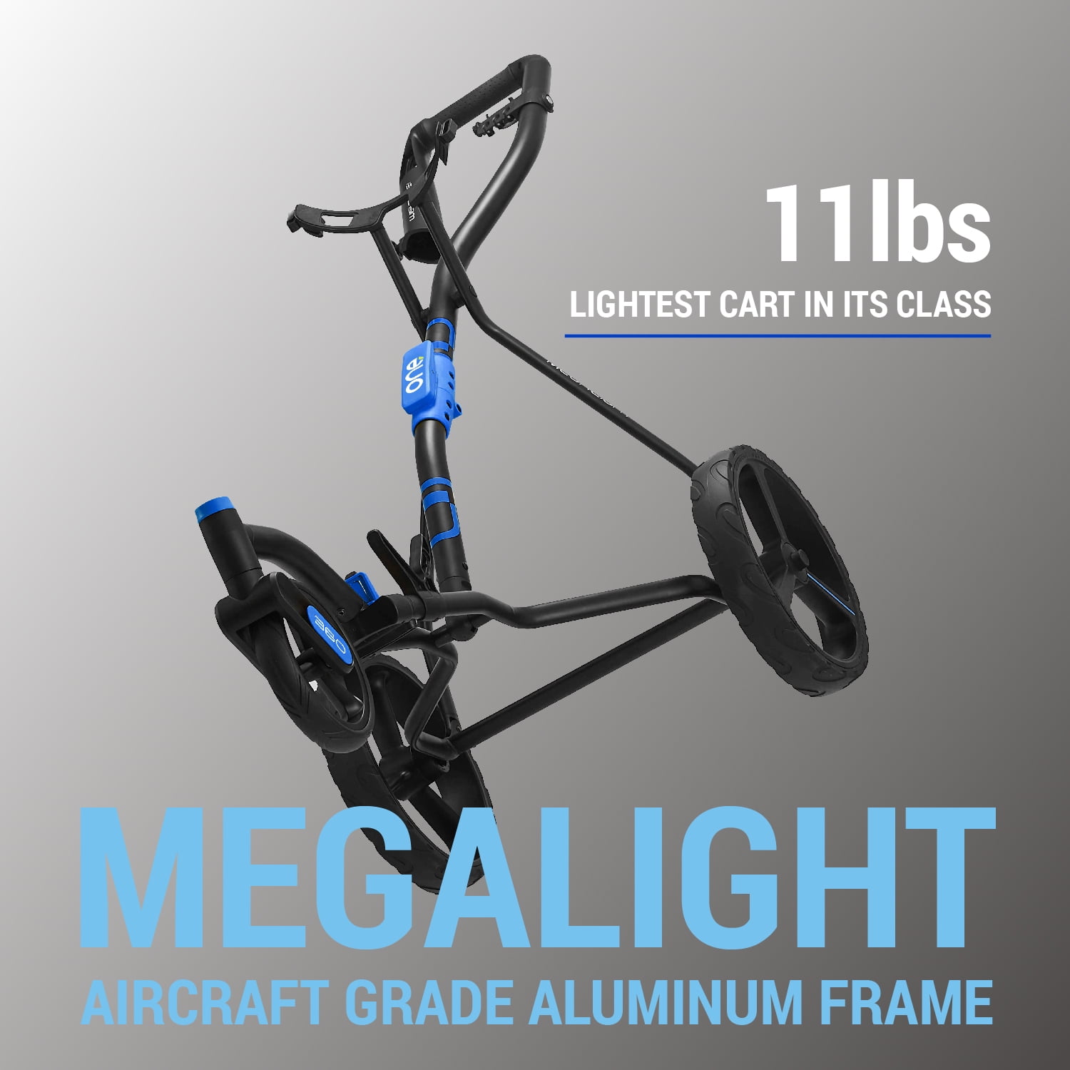 Golf Cart Golf Push Carts Wishbone - Swivel Front Wheel 360° Rotating, 1-Step Folding, Aircraft Grade Frame (Blue)