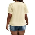 thumbnail image 5 of Qetyuw Plus Size Tops for Women Summer Lace Short Sleeve Crew Neck Tees Trendy Vacation Tees Casual Solid Basic T Shirts, 5 of 7