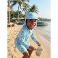 thumbnail image 4 of BemeyourBBs Toddler Baby Girl Boy Swimsuit with Sun Hat Infant Bathing Suit Coral Dinosaur Pawpaw Swim Ring Printed Long Sleeve Half Zipper Rash Guard Swimwear Summer Beachwear, 4 of 9