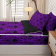 thumbnail image 5 of Homewish Hipple Halloween Skull Zipper Queen Comforter Set with Fitted Sheet and 2 Pillowcases,Purple Damask Zipper Bedding Set,Black Reversible,4pcs, 5 of 8