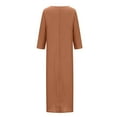 thumbnail image 4 of Gspmoly Robe pour Femmes, Robe Mode pour Femmes Printemps/été à Col en V à Manches 3/4 en Coton et Lin, Robes d'Été pour Femmes jusqu'à 60 % de Rabais, 4 of 6