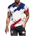 thumbnail image 2 of Xdegoge 4th of July Patriotic American Flag T Shirt for Men Short Sleeve Crewneck USA Graphic Tee Casual Loose Fit Summer Holiday Party Patriotic Fireworks Shirts Tops, 2 of 5