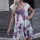 thumbnail image 5 of Vestido de teñido anudado vestido de manga corta con gradas vestido de teñido anudado de moda vestido de teñido anudado con cuello en v vestido con estampado de teñido anudado ANGGREK Otros, 5 of 8