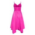 thumbnail image 3 of Puntoco Vestidos Mujer Verano Mujer Color Sólido Sexy Arco Correa Sin Espalda Vestido Con Cuello En V Vestido Casual Con Dobladillo Irregular, 3 of 6