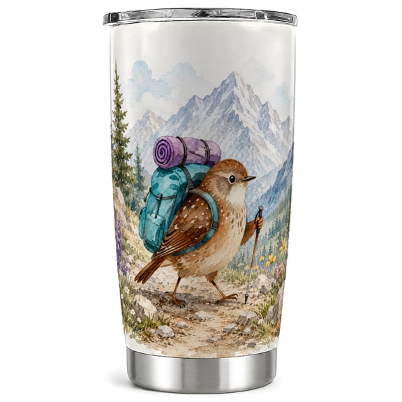 Mountain Hiking Bird Tumbler 20oz, Trail Tumbler, Steel Travel Cup