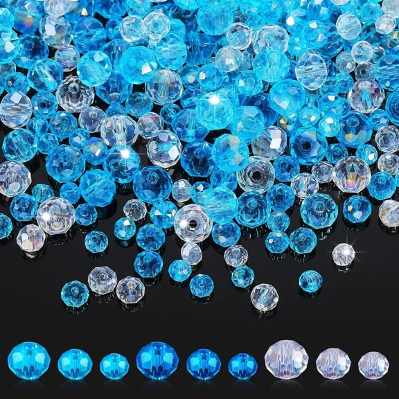 1350 Pcs Blue, White, Light Blue Faceted Crystal Glass Hexagonal Loose Beads for DIY Winter Jewelry Making
