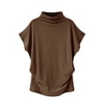 thumbnail image 2 of Frontwalk Womens Summer Tops Crew Neck T-shirt Short Sleeve T Shirt Ladies Baggy Tee Batwing Coffee 4XL, 2 of 3