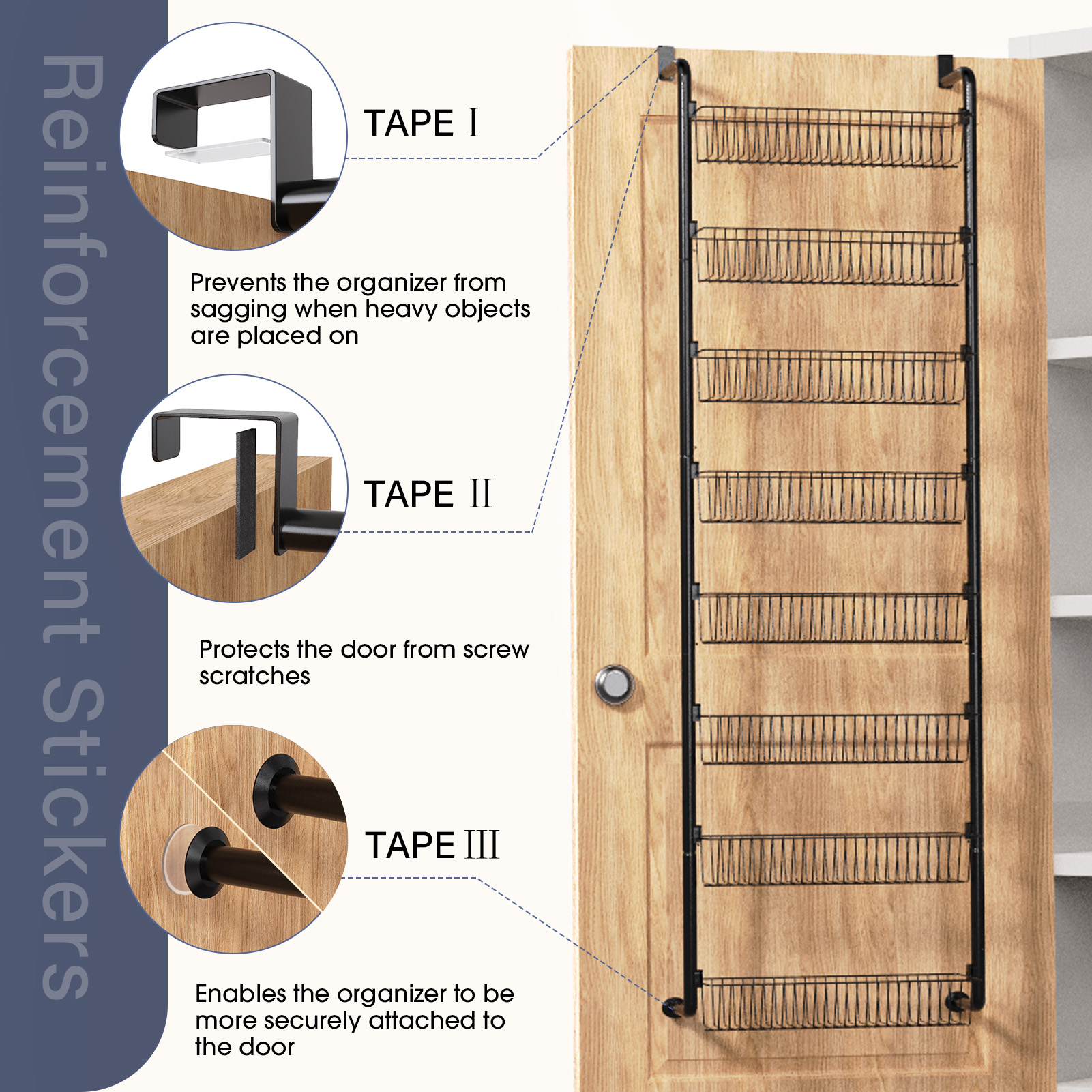 SUNALLY 8-Tier Over-the-Door Pantry Organizer, Black photo 7