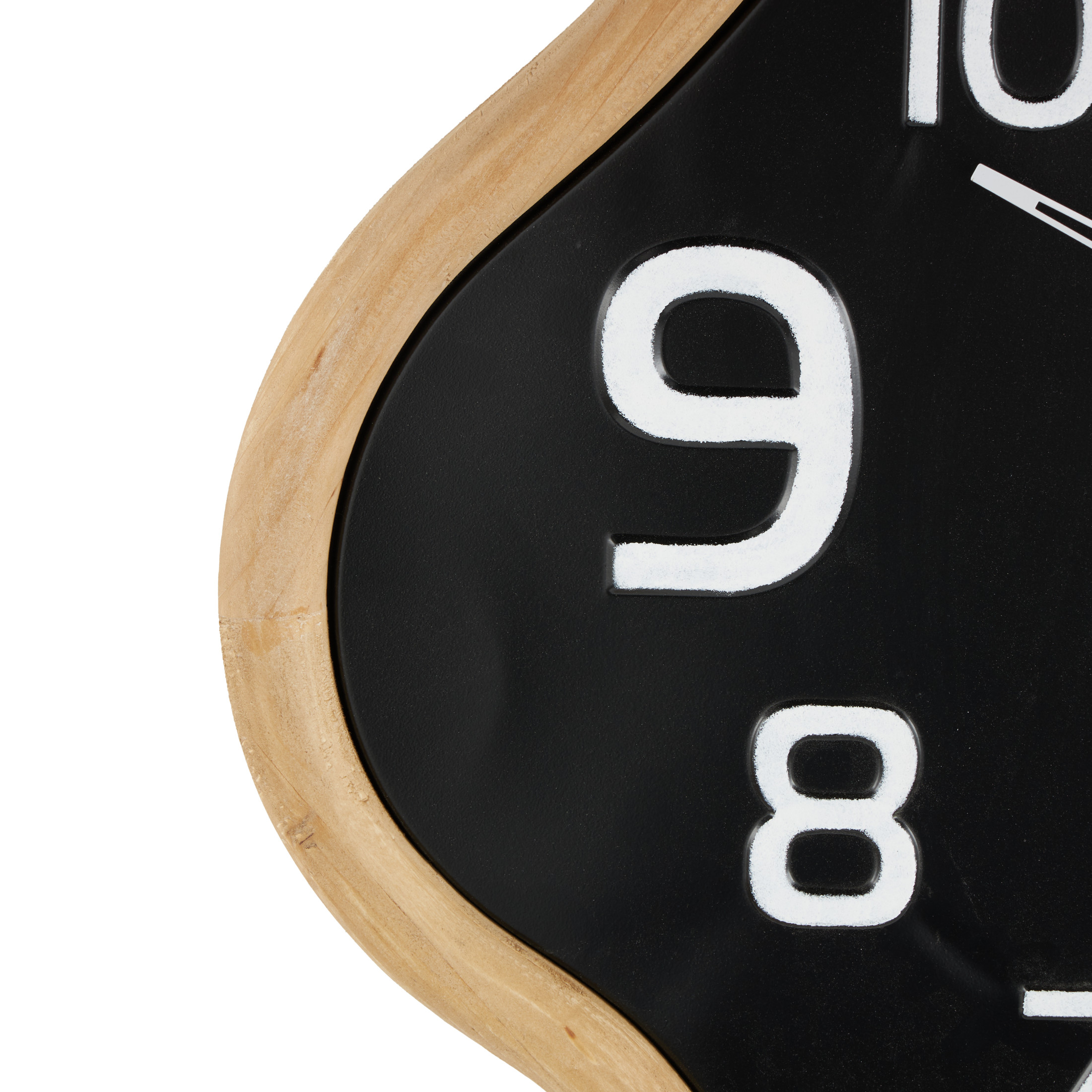 DecMode 25" x 32" Black Metal Wavy Wall Clock with Brown Frame and White Accents