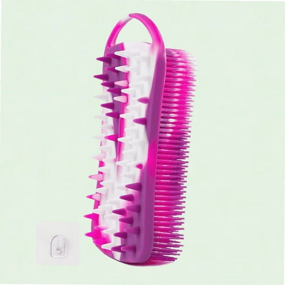 Silicone Body Scrubber Loofah, 2-in-1 Exfoliating Brush with Handle, Easy to Clean (1 Pack Camouflage Purple)