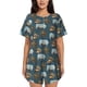 thumbnail image 1 of Fotbe Miniature Ship In Bottle Conjunto de Pijama Estampado para Mujer, 2 Piezas, Ropa de Dormir con Camiseta de Manga Corta y Shorts Suaves-XX-Large, 1 of 6