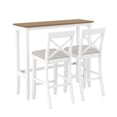 thumbnail image 6 of Bellemave 3 Piece Pub Table and Chair Set, Wood Bar Height Dining Set Kitchen Breakfast Nook with 2 Upholstered Chairs for Small Places, Rectangle Furniture (Gray+Beige), 6 of 8