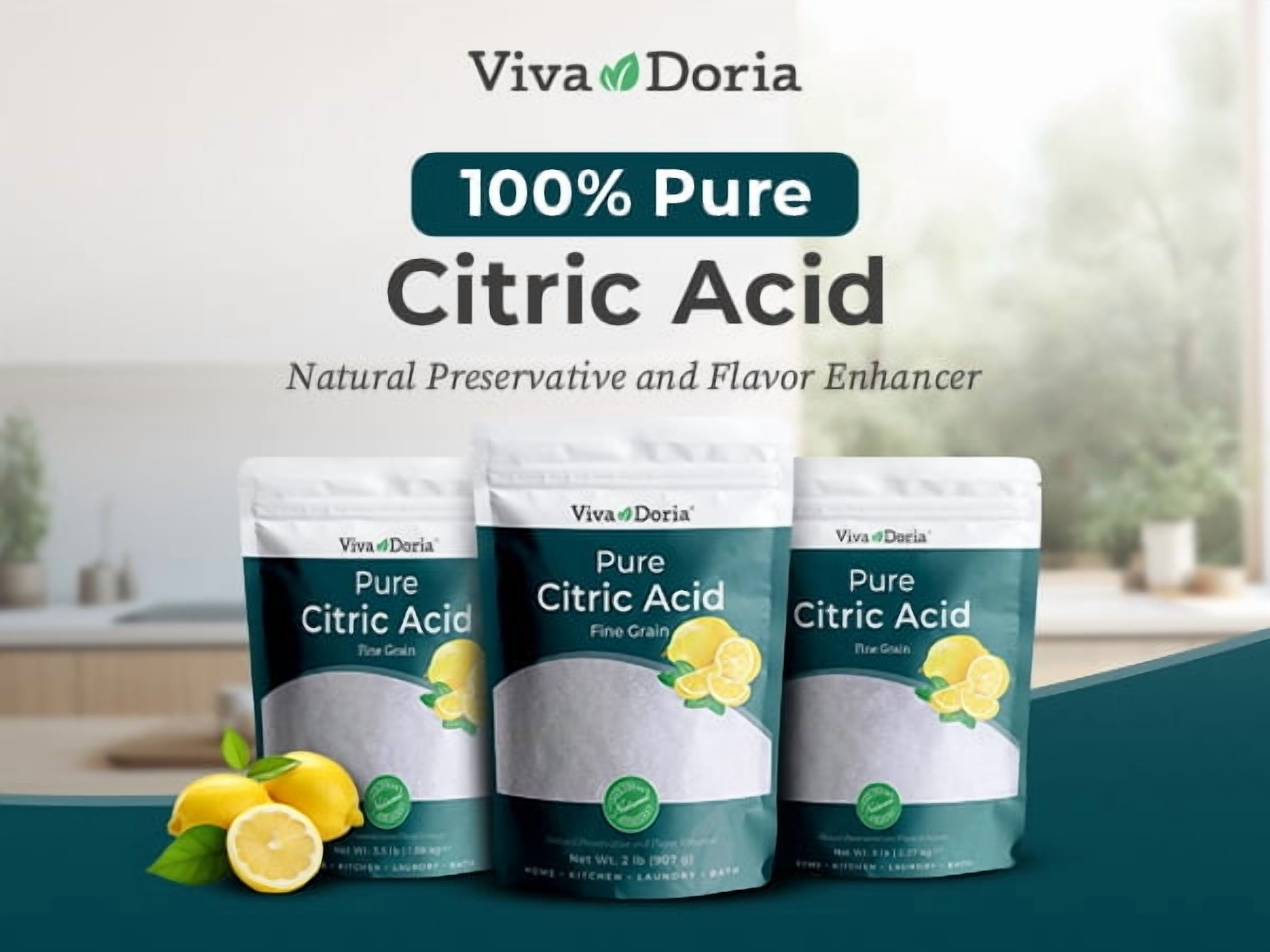 Viva Doria Pure Citric Acid, Food Grade, Fine Grain,  12 oz (340 g)