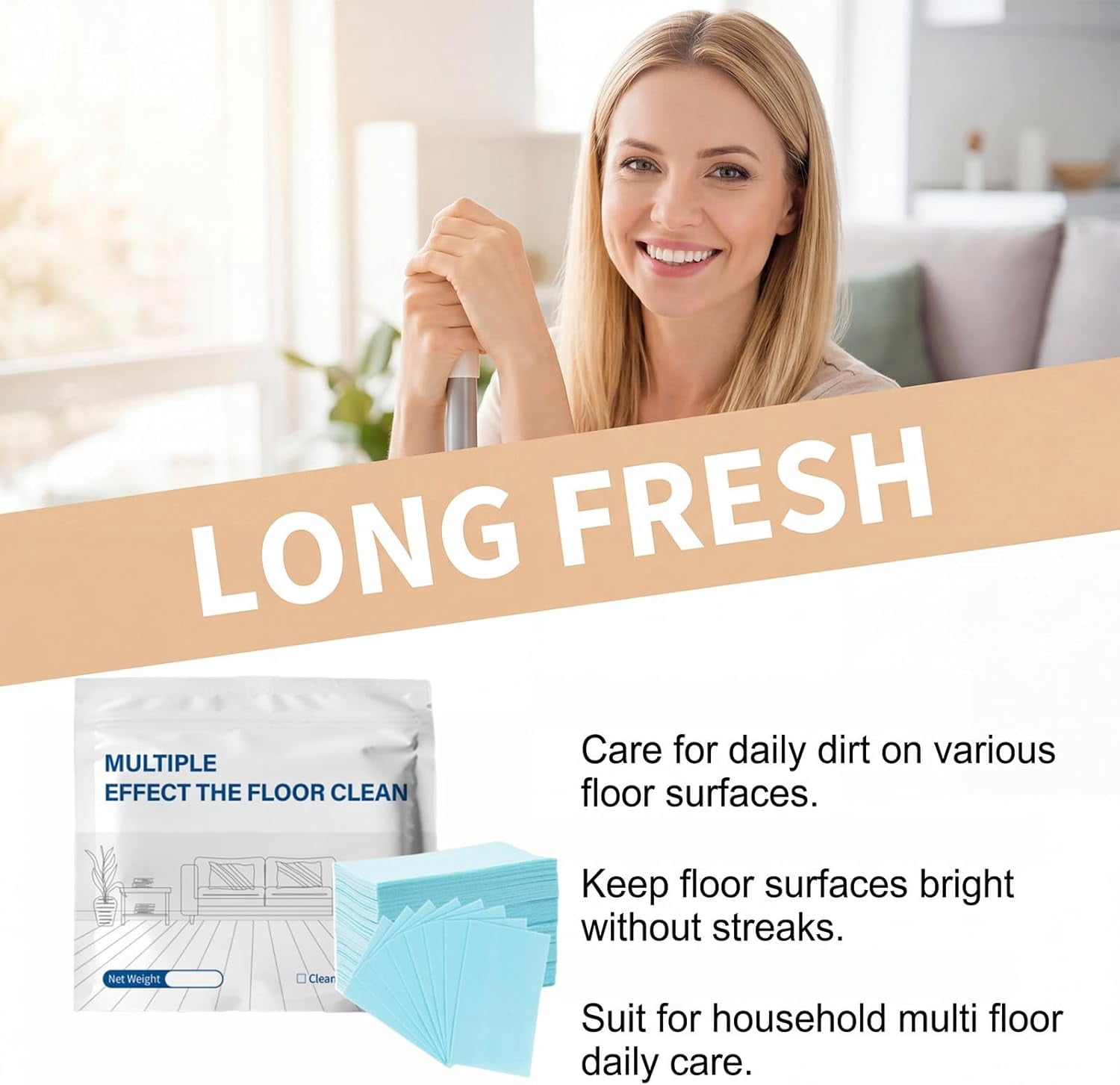 Multiple Effect The Floor Clean,100/200/300 Piece Floor Cleaning Tablets Multi-Surface Cleaner, Gentle Formula Floor Cleaner And Polish For Hardwood Laminate Tile & Rv Walls