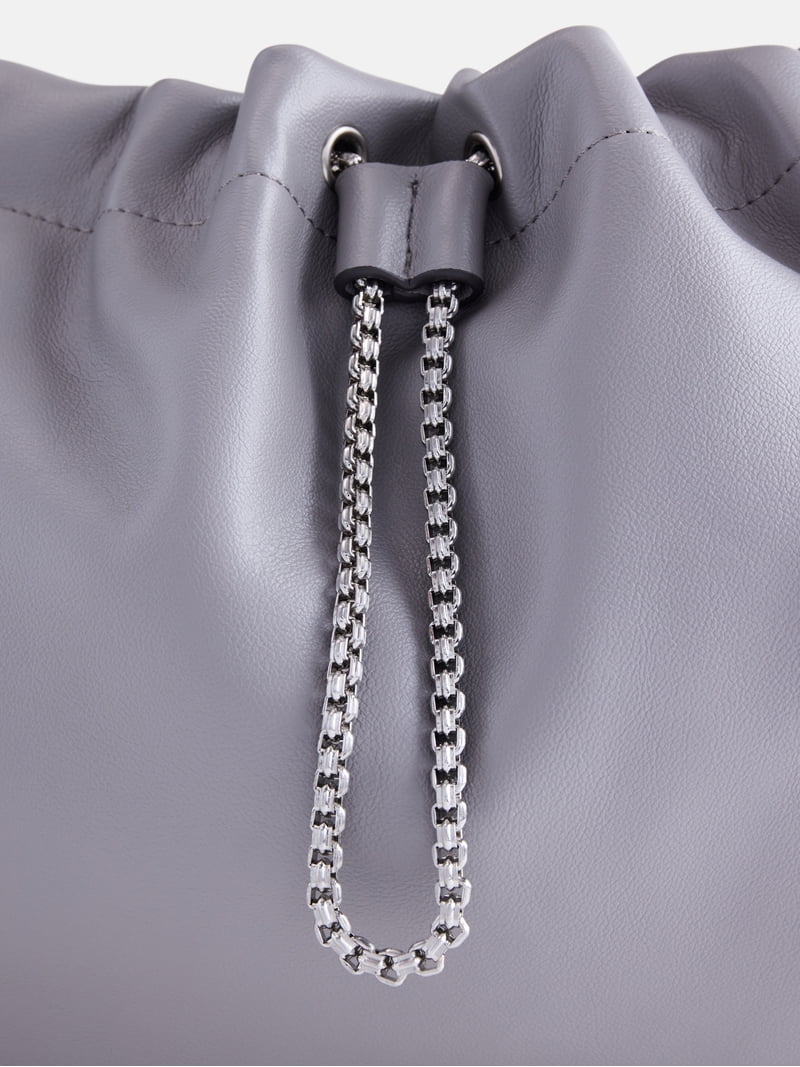 Scoop, Women's Faux Leather Chain Drawstring Bag, Gray - Walmart.com
