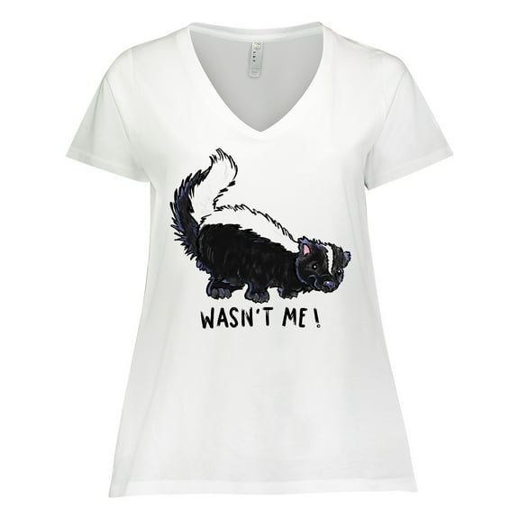 Inktastic Animals Cute Skunk Wasn't Me Women's Plus Size V-Neck T-Shirt