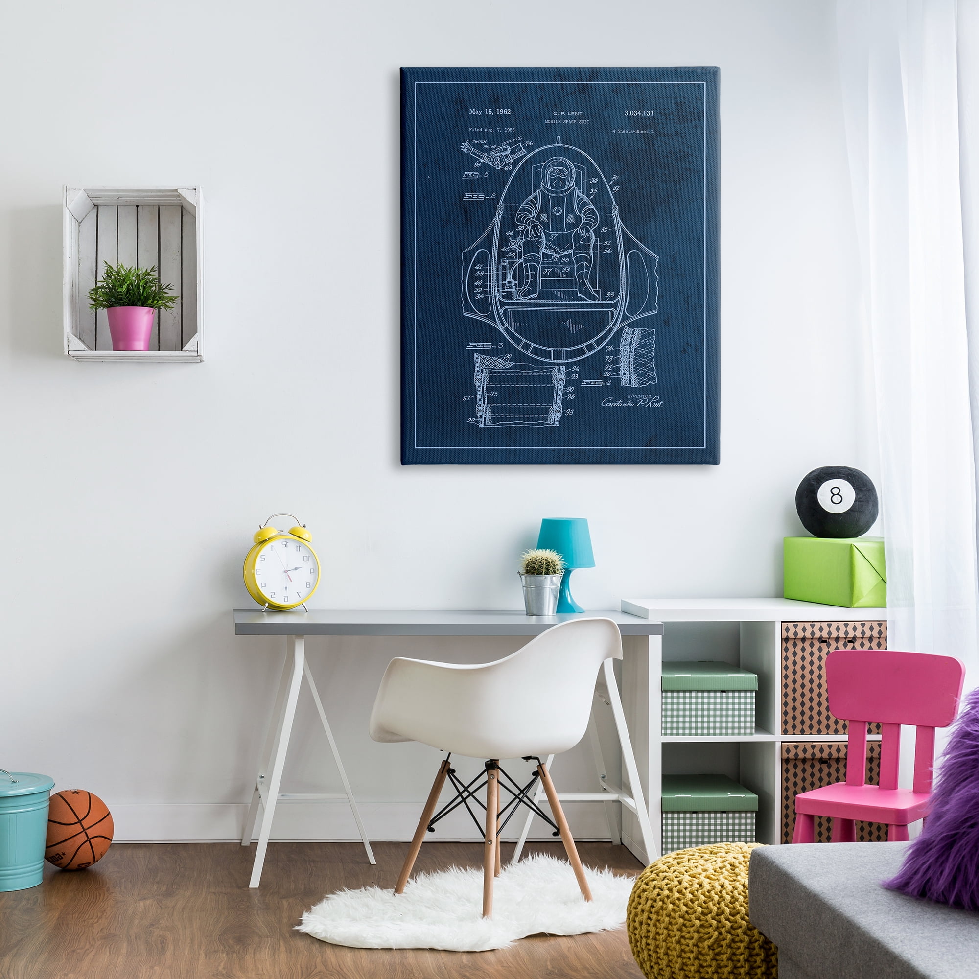 Stupell Industries Space Explorer Patent Vintage Astronaut Blueprint Novelty Painting Gallery-Wrapped Canvas Print Wall Art, 36 x 48, Design by Daphne Polselli