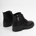 thumbnail image 5 of Puntoco Women's Lace-Up Combat Ankle Boots with Chunky Platform Heel Comfortable booties, side zipper Winter Short Boots Black, 5 of 9