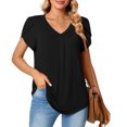 thumbnail image 2 of Patlollav Womens Petal Sleeve Tops V-Neck Short Sleeve T-Shirts Cute Print Summer Blouses, 2 of 6